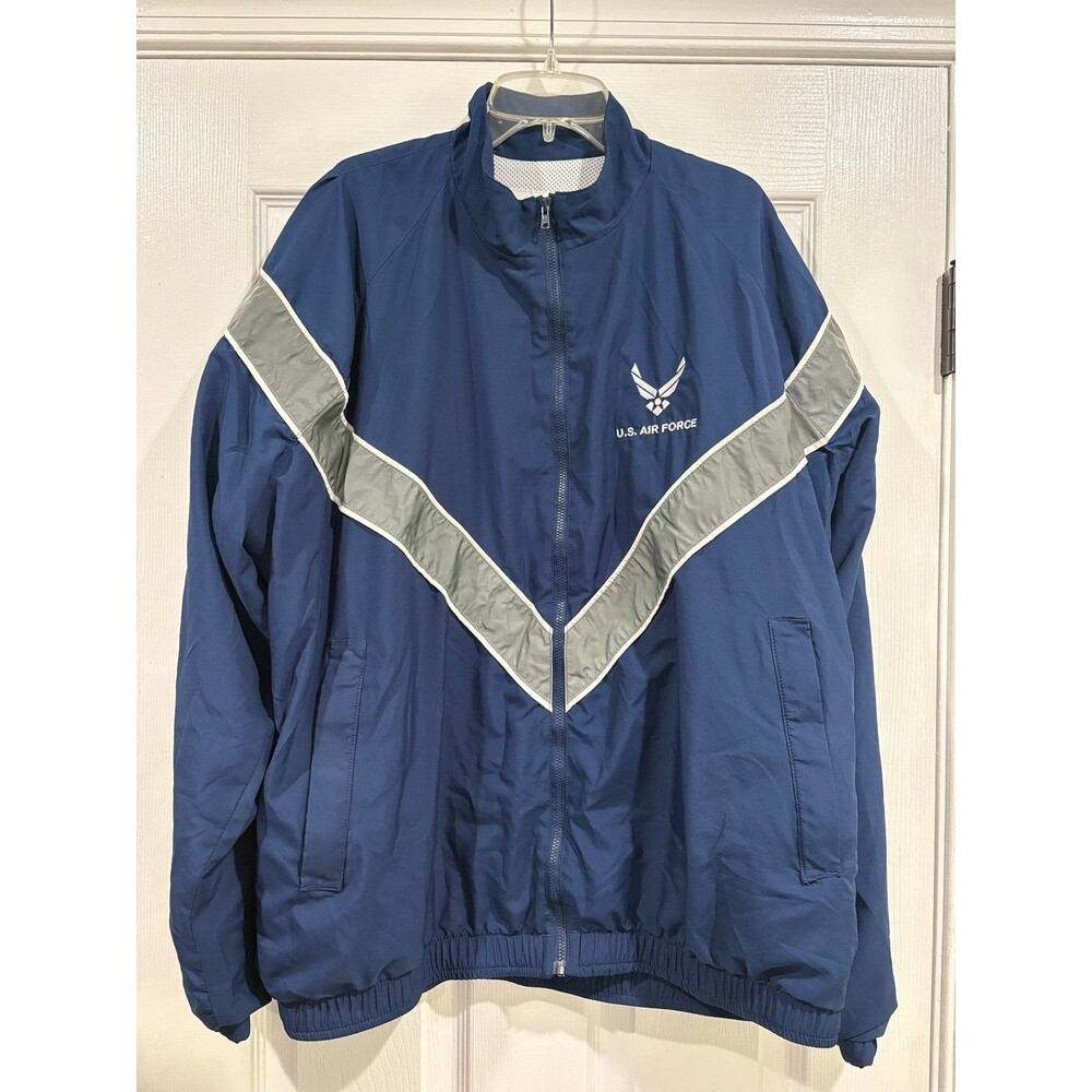 US Air Force PTU Jacket Medium Regular Blue Reflective Military Track Jacket